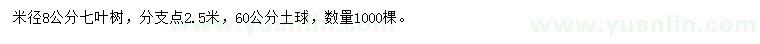 求购米径8公分七叶树