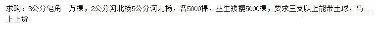 求购皂角、河北杨、丛生矮樱