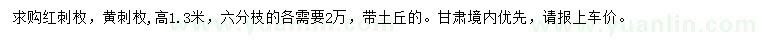 求购高1.3米红刺枚、黄刺枚