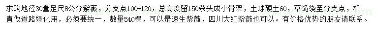 求购地径30量足尺8公分紫薇