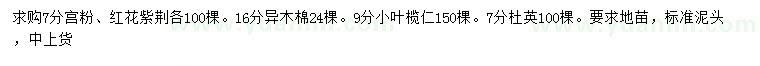 求购宫粉紫荆、红花紫荆、异木棉等