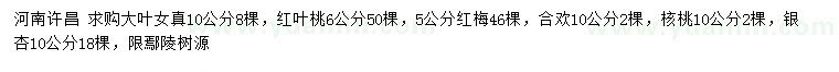 求购大叶女贞、红叶桃、红梅等