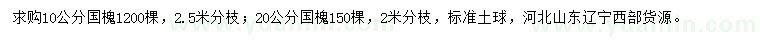 求购10、20公分国槐