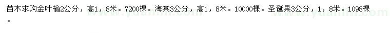 求购金叶榆、海棠、圣诞果