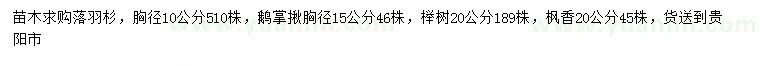 求购落羽杉、鹅掌楸、榉树等