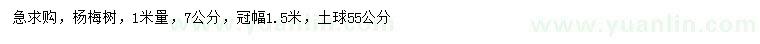 求购1米量7公分杨梅树