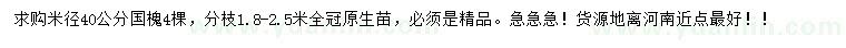 求购米径40公分国槐