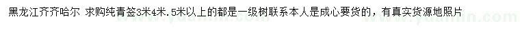 求购3、4、5米以上纯青扦