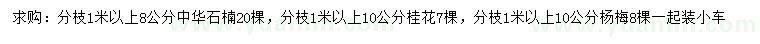 求购中华石楠、桂花、杨梅