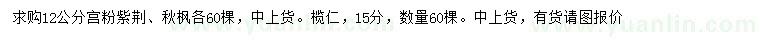 求购宫粉紫荆、秋枫、榄仁