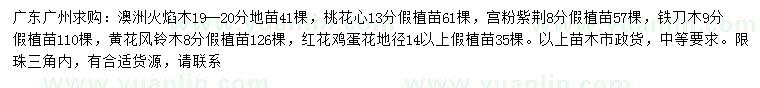 求购澳洲火焰木、桃花心、宫粉紫荆等