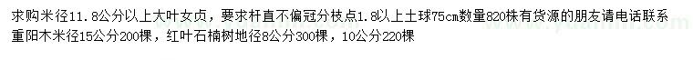 求购大叶女贞、重阳木、红叶石楠