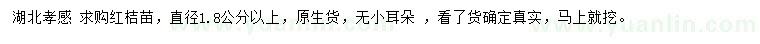 求购直径1.8公分以上红桔苗