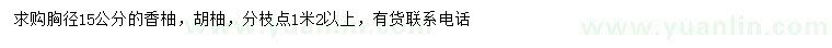 求购胸径15公分香柚、胡柚