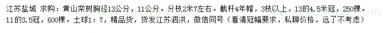 求购胸径11、13公分黄山栾树