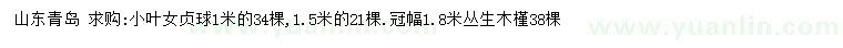 求购1、1.5米小叶女贞球、冠幅1.8米丛生木槿