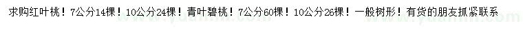 求购7、10公分红叶桃、青叶碧桃