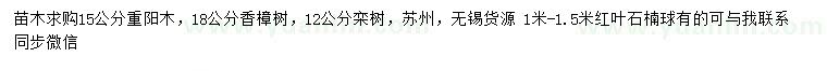 求购重阳木、香樟树、栾树