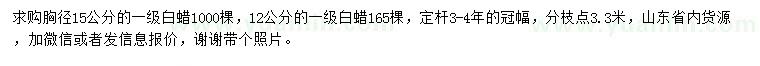 求购胸径12、15公分白蜡