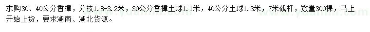 求购30、40公分香樟