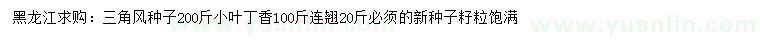 求购三角风种子、小叶丁香、连翘