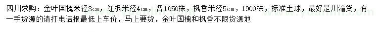 求购金叶国槐、红枫、枫香