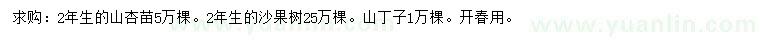 求购山杏苗、沙果树、山丁子