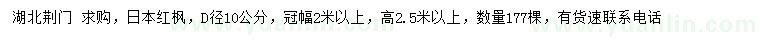 求购地径10公分日本红枫