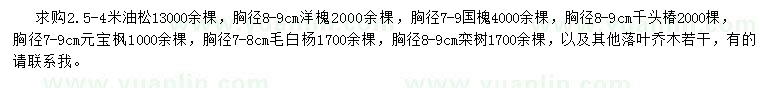 求购油松、洋槐、国槐等