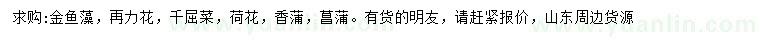 求购金鱼藻、再力花、千屈菜等