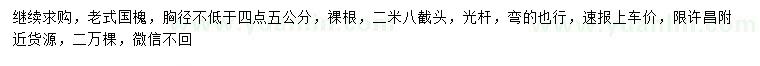 求购胸径4.5公分老式国槐