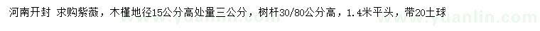 求购地径15公分紫薇、木槿