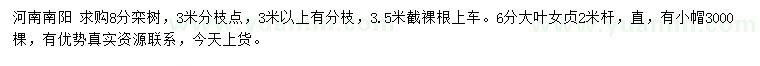 求购8公分栾树、6公分大叶女贞