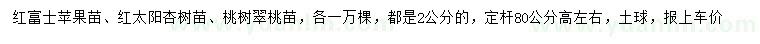 求购红富士苹果苗、红太阳杏树苗、桃树翠桃苗