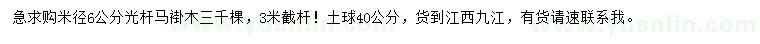 求购米径6公分马褂木