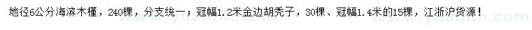 求购地径6公分海滨木槿、 冠幅1.2、1.4米金边胡秃子