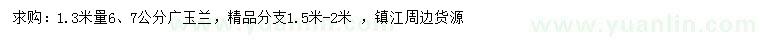 求购1.3米量6、7公分广玉兰