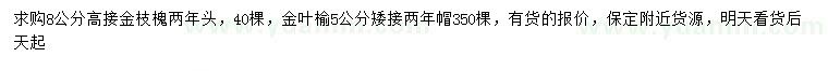 求购8公分高接金枝槐、5公分金叶榆