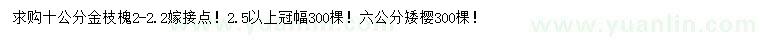 求购10公分金枝槐、6公分矮樱