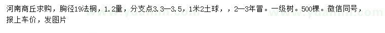 求购1.2米量胸径19公分法桐