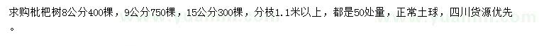 求购8、9、15公分枇杷