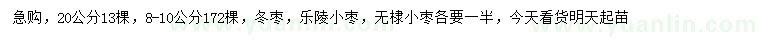 求购8-10、20公分冬枣