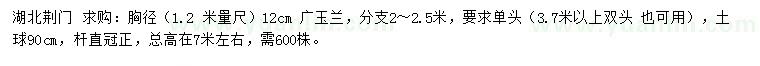 求购胸径1.2 米量12公分广玉兰