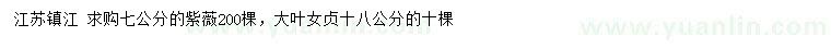 求购7公分紫薇、18公分大叶女贞