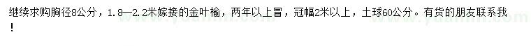 求购胸径8公分金叶榆