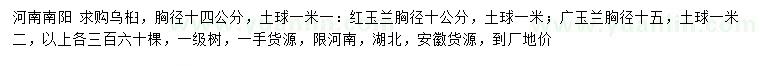 求购胸径14公分乌桕、10公分广玉兰