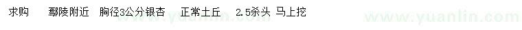 求购胸径3公分银杏