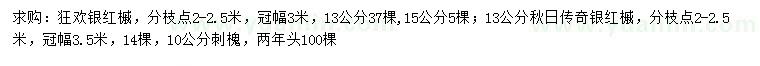 求购狂欢银红槭、秋日传奇银红槭、刺槐