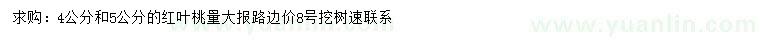 求购4、5公分红叶桃