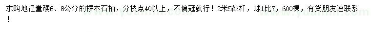 求购地径量硬6、8公分椤木石楠